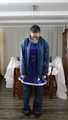 Selfbondage in PVC sailor costume and layers of nylon rainwear