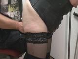 Slave anal dildo fuck on my leg to orgasm