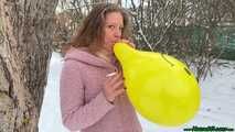 outdoor Blow2Pop yellow TT11 and U14 balloon while smoking