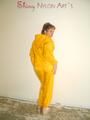 Leonie wearing a super sexy yellow rainwear combination posing outdoor (Pics)