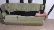 Aurora roped on couch 2/2