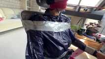 Myxxxy bound and gagged in shiny nylon Windbreaker. She watches a Video of Rachel adams bound and gagged and has the daydrem of beeing tied and gagged in the same shiny nylon clothes. She enjoyed it!!