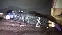 Ronja being tied and gagged with ropes and a ballgag in shiny nylon rainwear and downwear (Video)