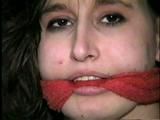 24 YEAR OLD ERICA IS MOUTH STUFFED, CLEAVE GAGGED, ROPE GAGGED & BALL-TIED WITH BLACK ELECTRICAL TAPE ON THE FLOOR (D51-16)