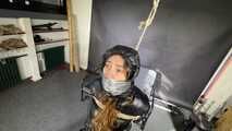 Rey bound and gagged in a shiny Downjacket and Leatherpants