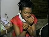 BLACK SHONDA GETS HANDS TIGHTLY TIED WITH RAWHIDE, OTM GAGGED, CHAIR TIED & HANDGAGGED (D42-10)