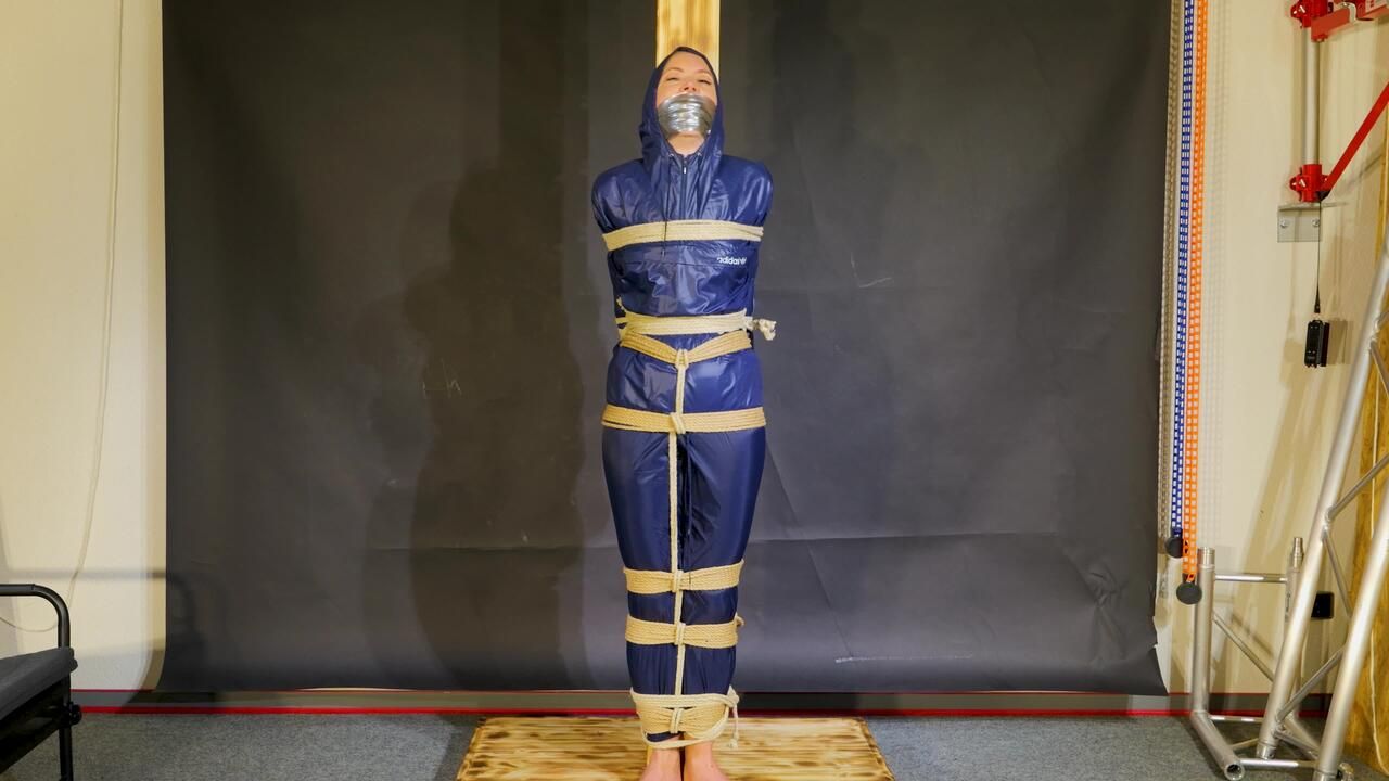 Rachel Adams Poletied And Gagged By An Intruder