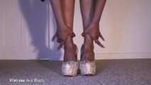 Ebony sexy tease and high heel dangle