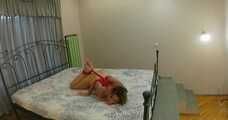 Kamilla - Hogtied with huge ball gag BTS 4x (video)