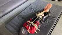 Myxxxy bound and gagged in shiny nylon Rainwear
