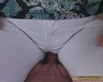 Arielle, comfortable facesitting in white jeans
