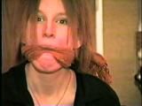 19 YEAR OLD SPUNKY BRAT AJ IS CLEAVE GAGGED & TIED TO A CHAIR (D37-13)