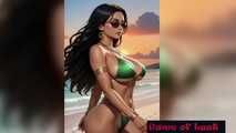 Hot indian women bikini beach animation