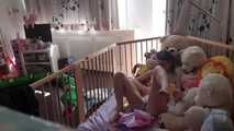 Diaperchange! Changing my white diaper for a pink one