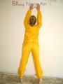 Leonie wearing a super sexy yellow rainwear combination posing outdoor (Pics)