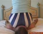 Fetisha, more striped leggins facesitting
