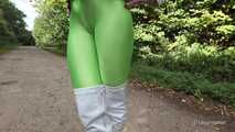 Overknees and green leggings