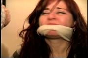 23 YR OLD REAL ESTATE BROKER  IS GRABBED, HANDGAGGED, SOCK STUFFED IN MOUTH, CLEAVE GAGGED, AND TIGHTLY TIED TO A CHAIR (D68-5)