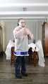 Selfbondage in PVC sailor costume and layers of nylon rainwear