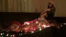 Morrigan & Valeria Ross - BDSM is a Christmas gift that redhead and friend have prepared for men (video of foot worship in the dark)