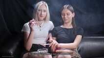 Girls smoking and giving an interview about they smoking experience