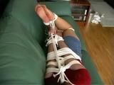 Busted Sandra hogtied