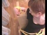 Alice Lee - Dress-wearing beauty gets tied to a table and escapes (video)