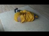 03:20 Min. video with Katharina bound in a yellow rainsuit
