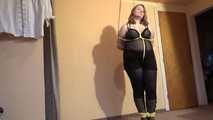 Sandra tied with yellow ropes 3/4