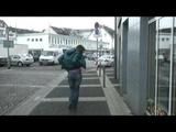 Alina walking on the street cruising around wearing sexy shiny nylon shorts under her jeans and a rain jacket (Video)