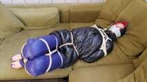Myxxxy bound and gagged in shiny nylon Downwear