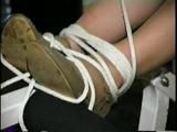 25 YR OLD CHARLENE IS CLEAR PLASTIC GAGGED, BALL-TIED, HOG-TIED, BLINDFOLDED, TAPE GAGGED & TIED TO AN EXERCISE MACHINE IN HER ATTIC (D54-6)