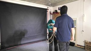 Rachel Adams bound and gagged by an Intruder