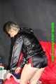 Sexy Sonja wearing sexy shiny nylon shorts and a rain jacket during preparing her sofa with nylon cloth (Pics)