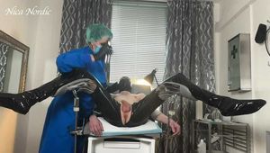 Anal stretching for my new patient on the gynecological chair . He has the choice