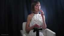 34 years old lady is smoking cork 100mm cigarette