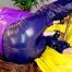 Lucy wearing sexy shiny crazy sensation downwear tied and gagged on a bar (Pics)