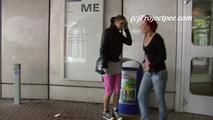 078006 & 079004 Rachel Evans & Anna Take Turns To Pee At An Office Complex