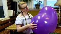 three Blow2Pops of blue U24,  clear U16 red polkadot and purple Cattex 36" heart