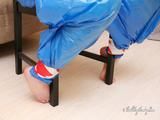 [From archive] Stella - taped to the chair in trash bag costume 03