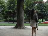 016080 Eve Takes A Pee From A Bench Beneath The Eiffel Tower