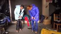 Watching sexy stella and ronja changing several shiny nylon downwear having fun with eachother (Video)