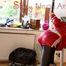 Mara wearing a red shiny nylon shorts, a black shiny leggins and a red rain jacket doing her workout (Pics)
