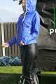 Watch Chloe enjoying the summer in her shiny nylon Rainwear