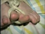 38 Yr OLD CASHIER IS BALL-TIED, TOE-TIED, BAREFOOT, FEET TICKLED, & STUFFS & GAGS HER OWN MOUTH (D44-6)