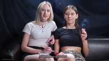 Girls smoking and giving an interview about they smoking experience
