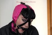 Jill tied and gagged in shiny nylon shorts
