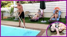 POOLBOY FUCKED?! CUM FACIAL FOR NAUGHTY THREESOME SLUTS!