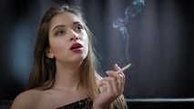 Dreamy lady Irina showing her smoking skills in a closeup video