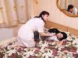 Marvita & Rozanka - Beautiful brunette gets anxious during a doctor's visit ties her up